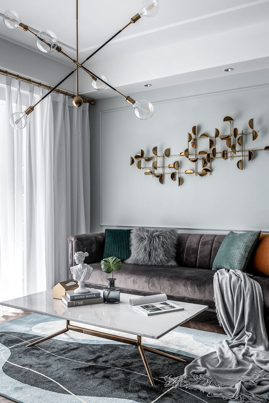 北欧轻奢风格室内家装案例效果图-客厅茶几 北欧轻奢风格室内家装案例效果图-客厅茶几